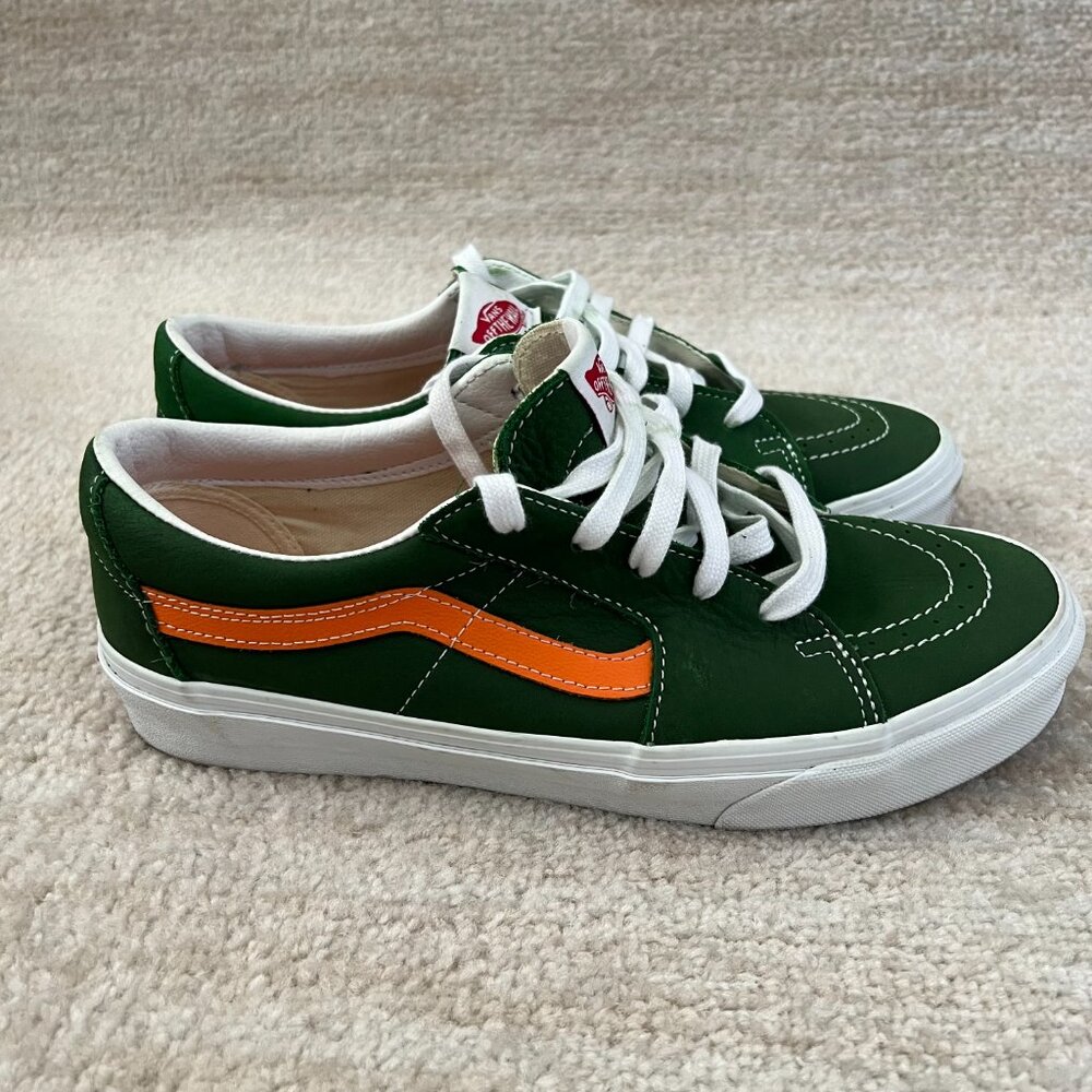 Vans Authentic Sk8-Low Green Leather Sneakers Shoes 9.5 - Picture 4 of 13